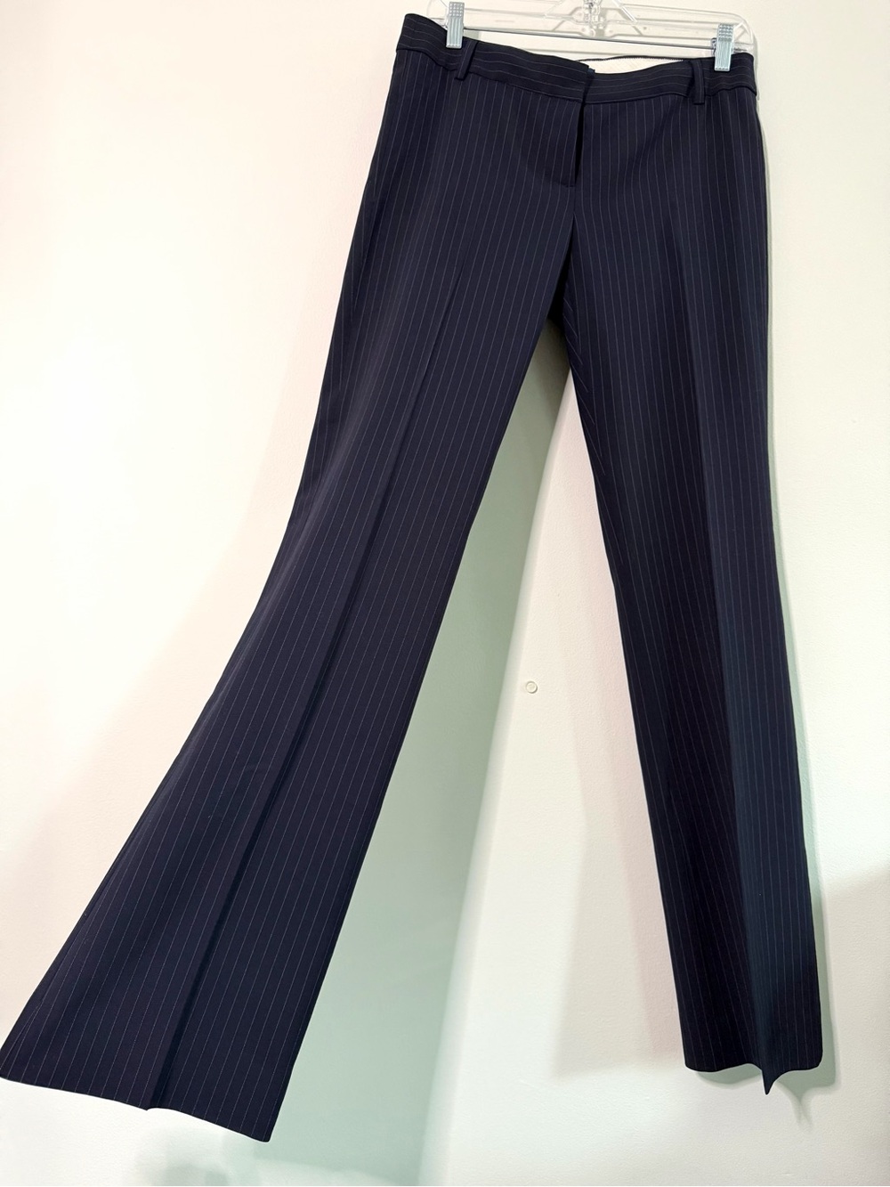 J. CREW Navy Pinstripe Virgin Wool Blend City Fit Straight Leg Trouser Pants 6